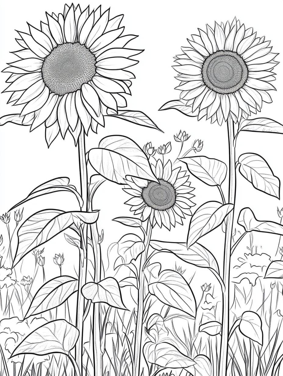 Coloriage Ete Fleurs De Tournesol