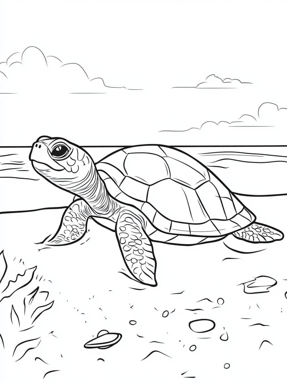 Coloriage Ete Tortue Mignon