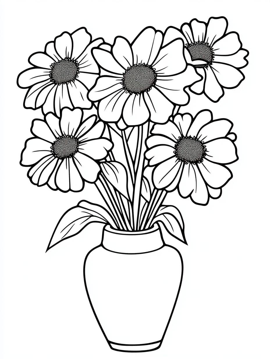 Coloriage Fleur Dans Un Vase