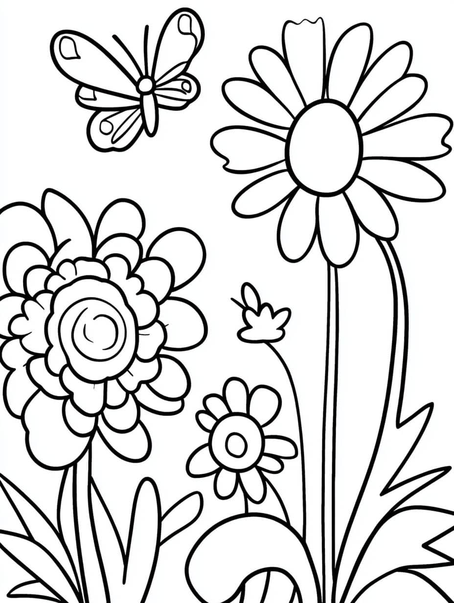 Coloriage Fleur Plusieurs Fleurs