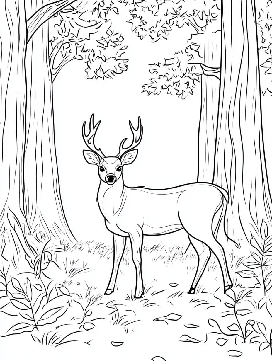 Coloriage Foret Cheval Baissant La Tete