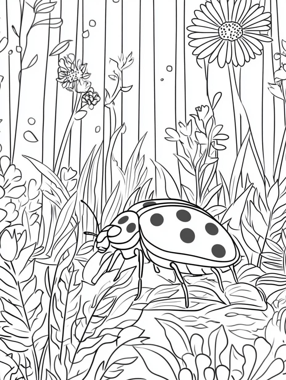 Coloriage Foret Plusieurs Champignons