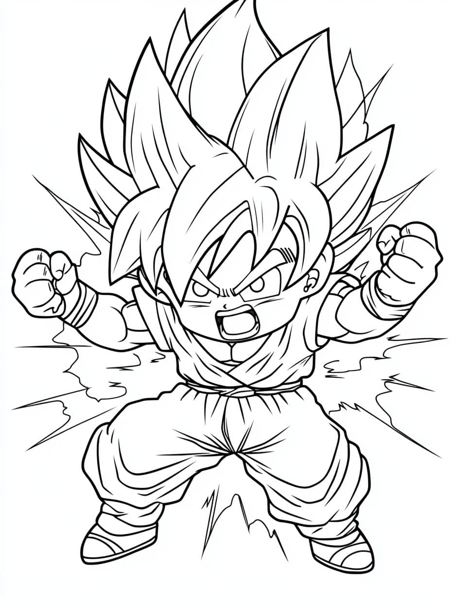 Coloriage Goku Chibi Facile A Colorier Enfants