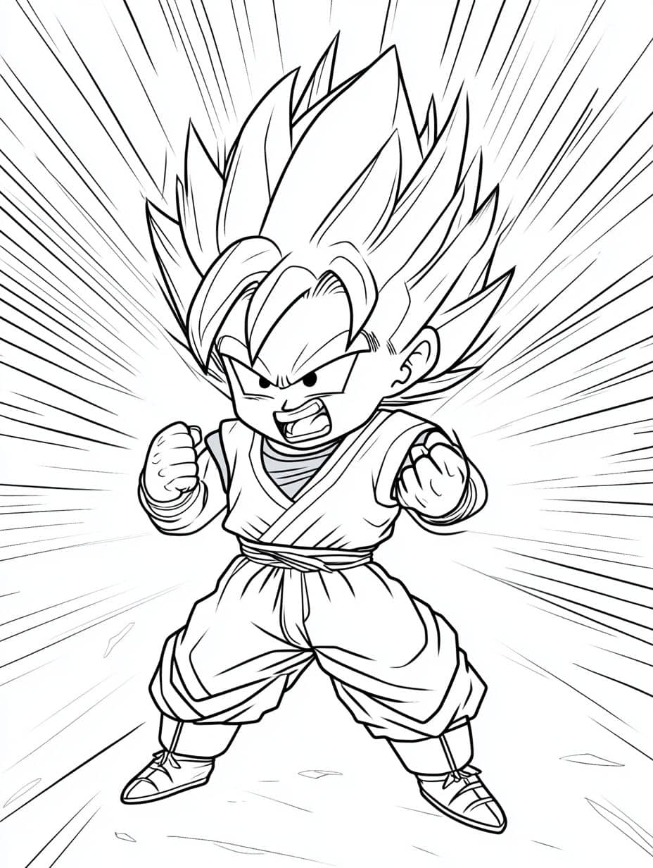 Coloriage Goku Chibi Super Saiyan Kawaii