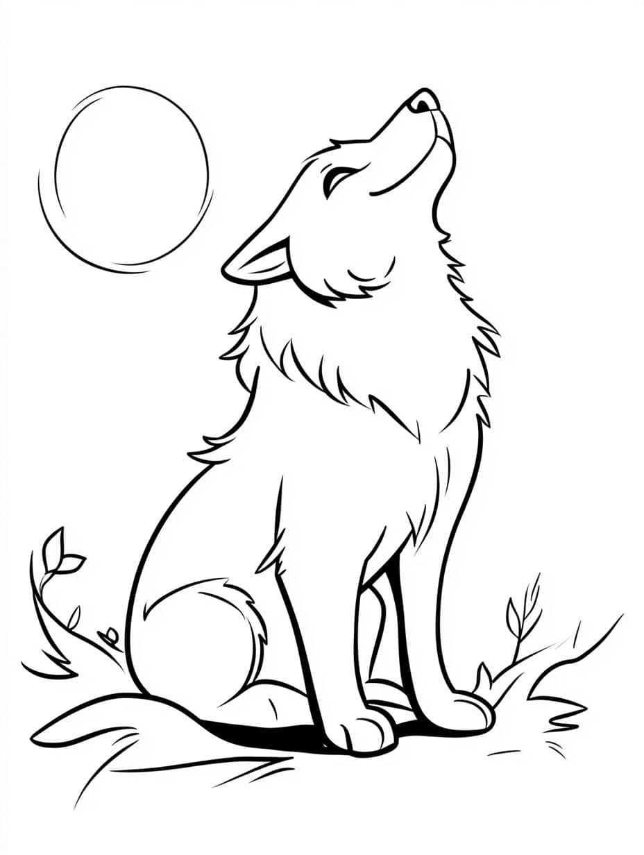 coloriage halloween lune et loup