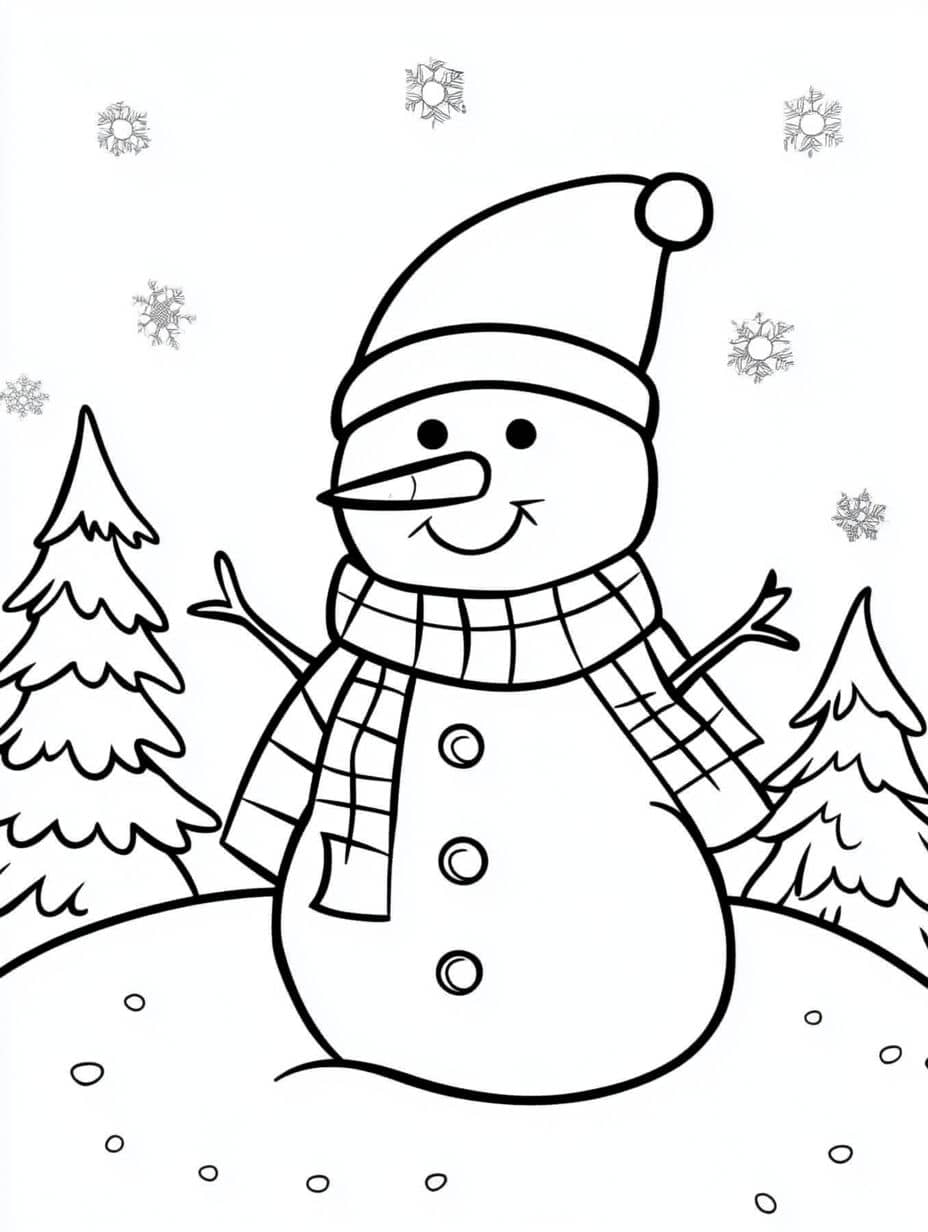 Coloriage Hiver Bonhomme De Neige