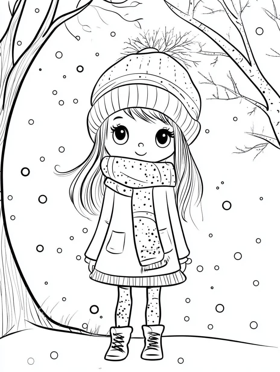 Coloriage Hiver Fille