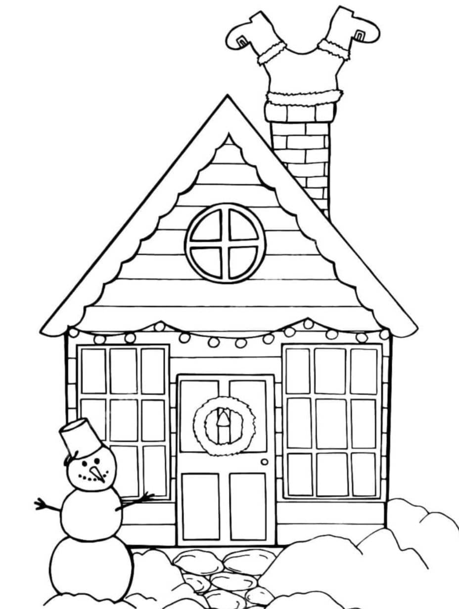 Coloriage Hiver Maison Chaleureuse