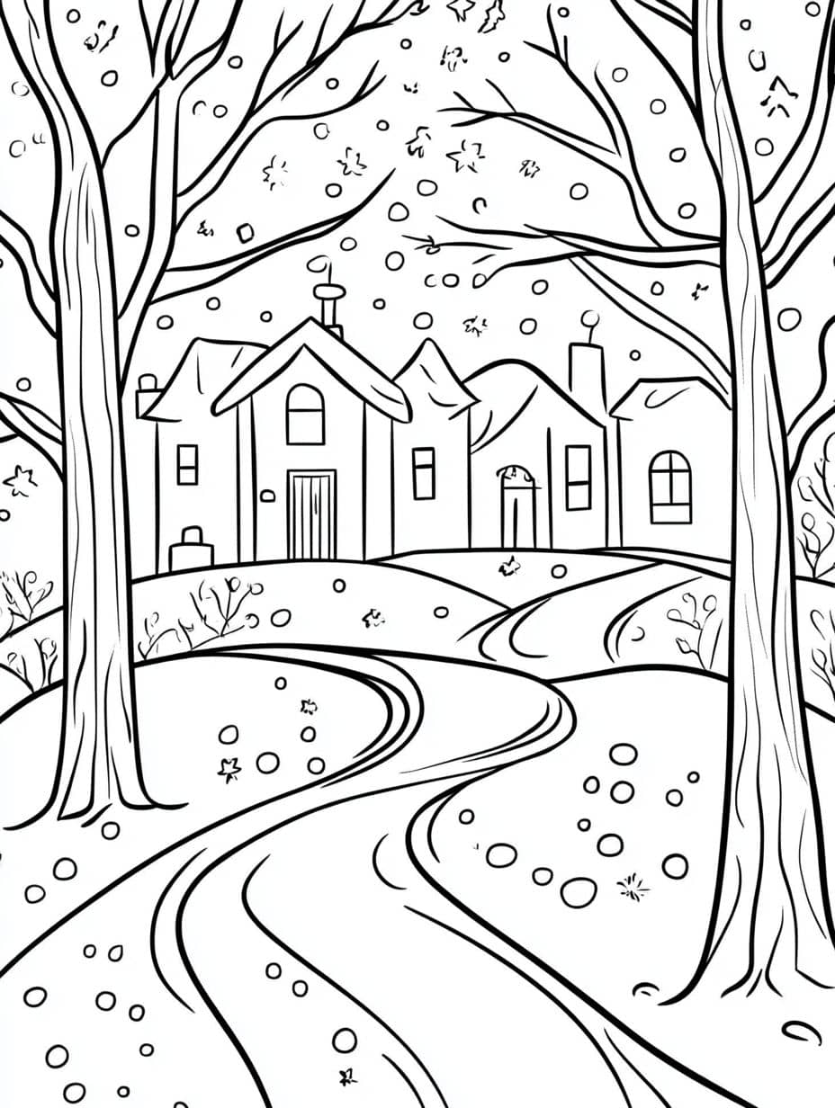 Coloriage Hiver Maison