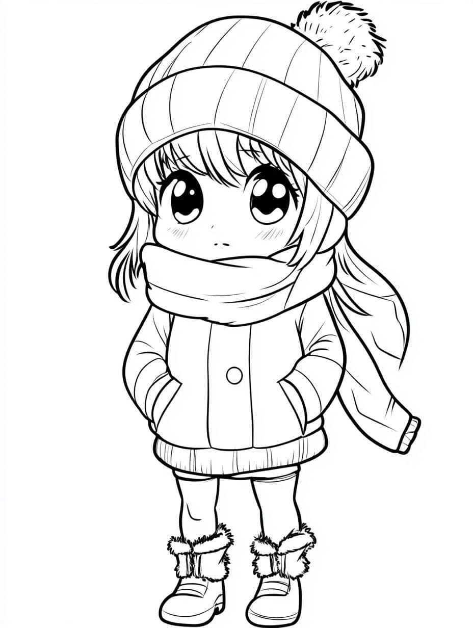 Coloriage Hiver Petite Fille Sans Neige