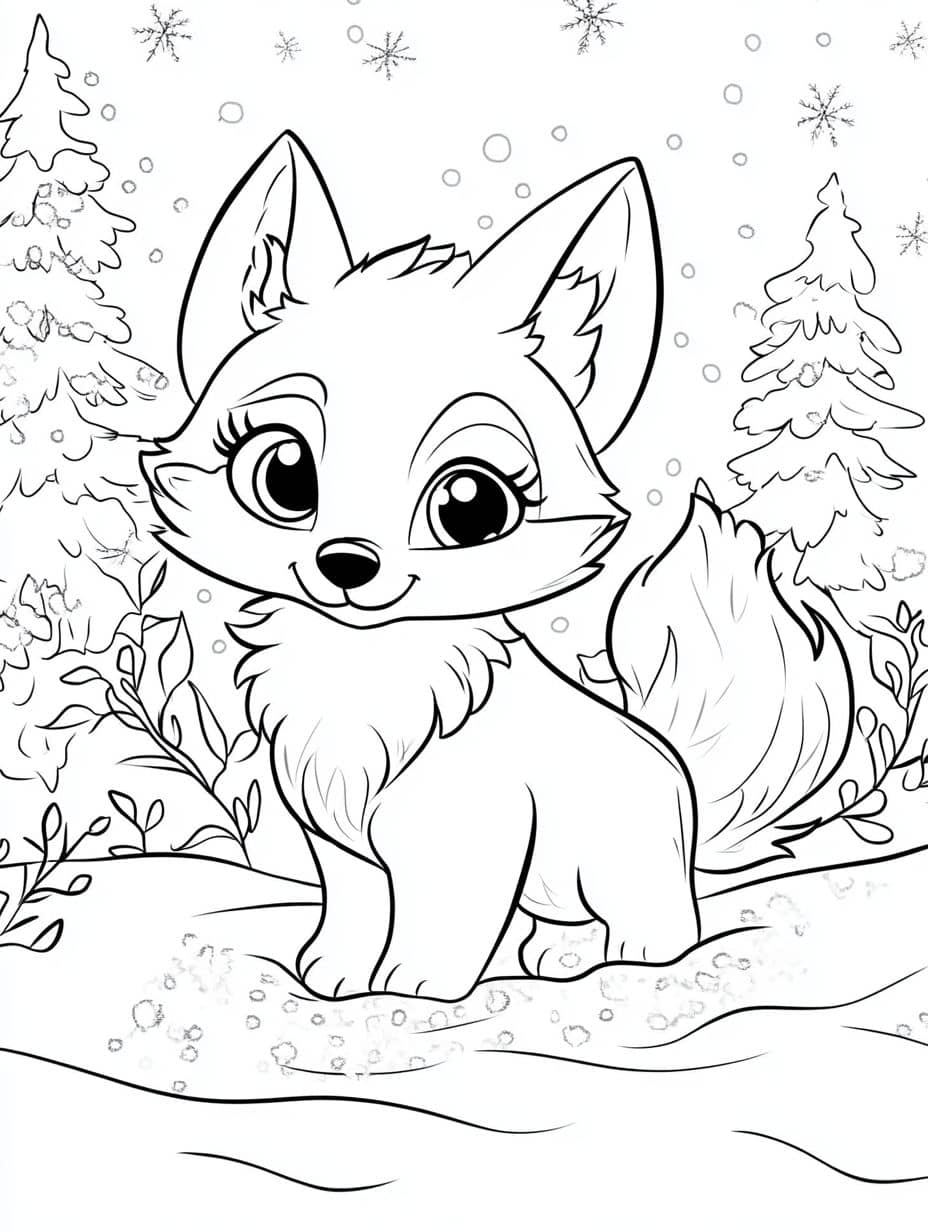 Coloriage Hiver Renard