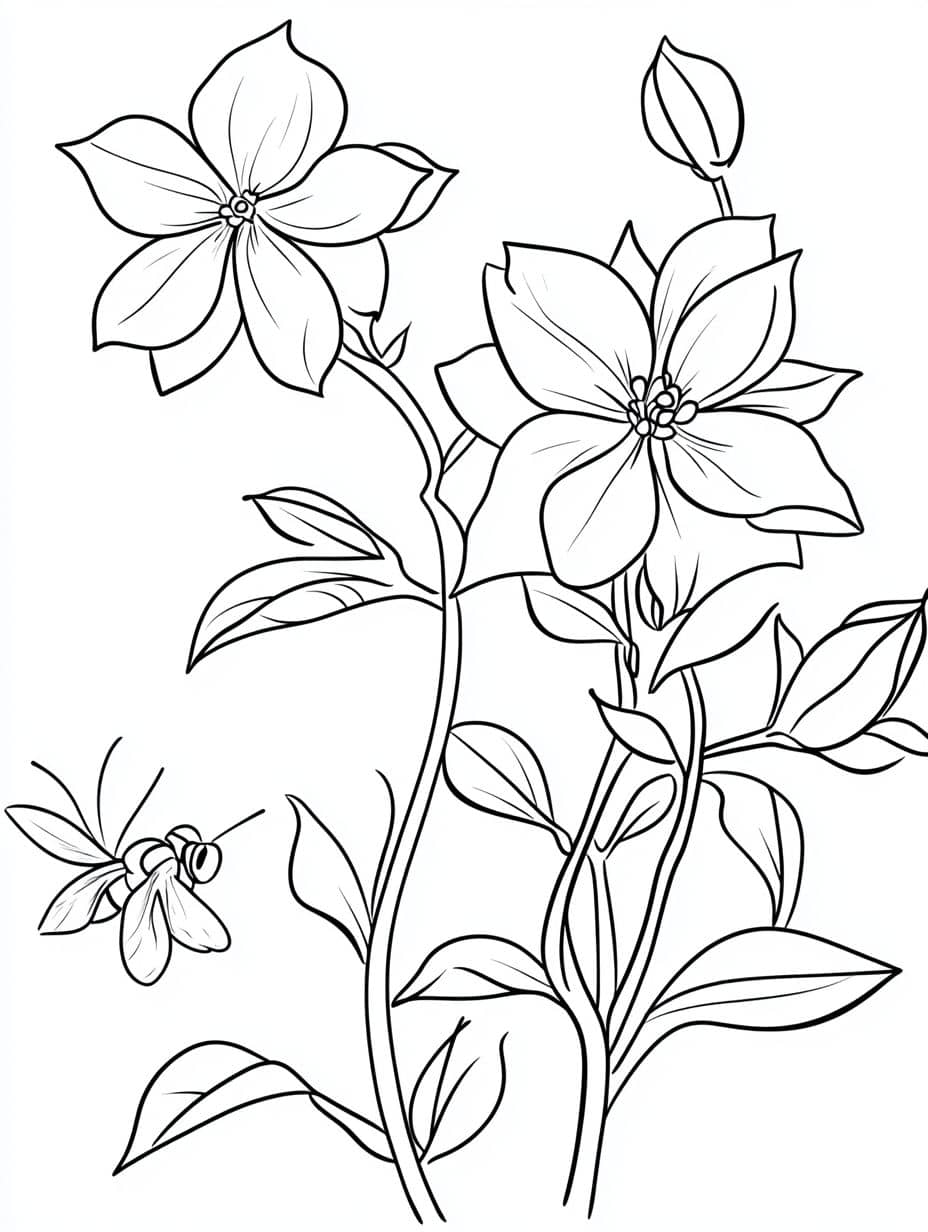 Coloriage Jasmine Branche De Fleur