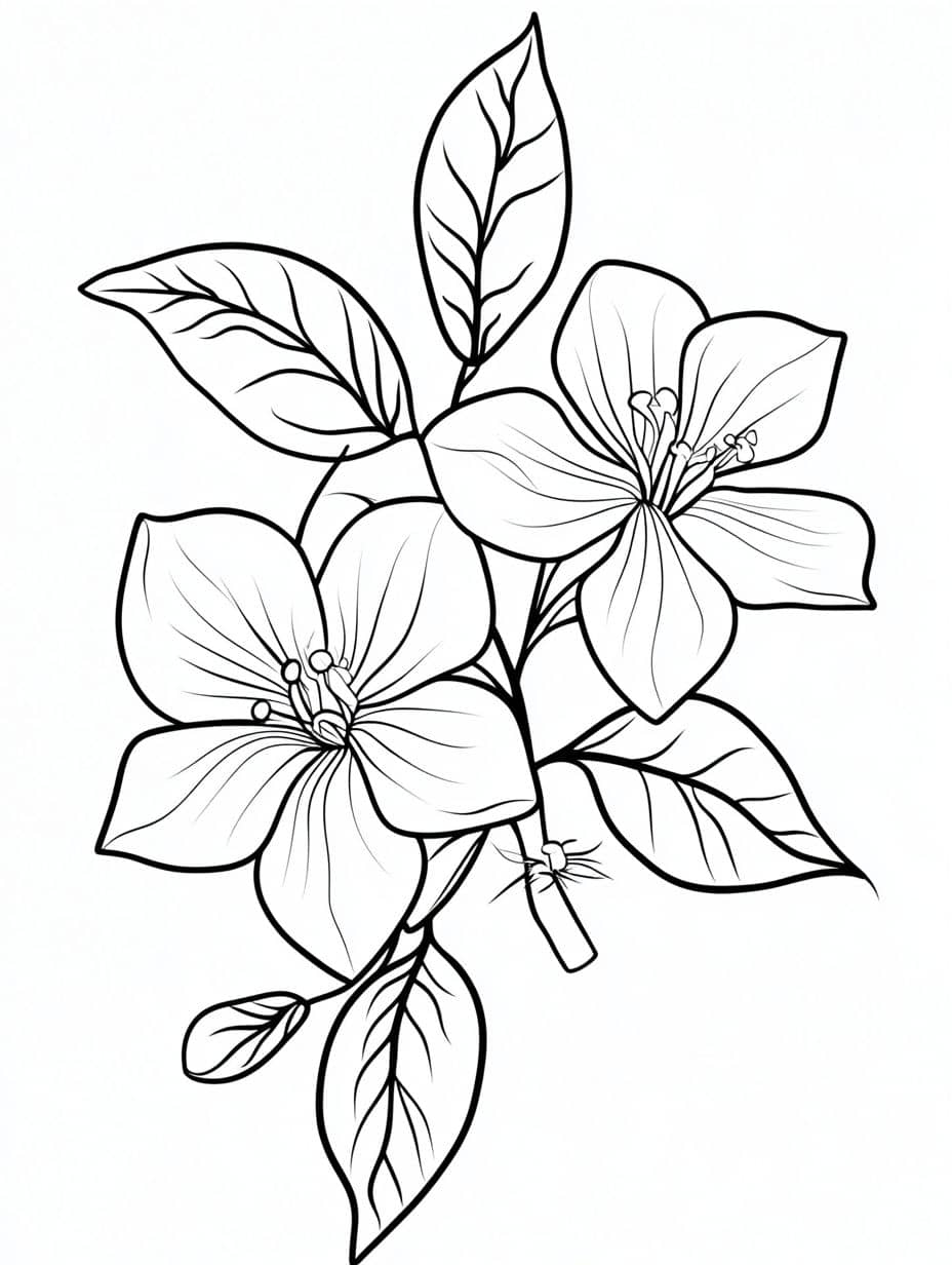 Coloriage Jasmine Branche De Fleurr