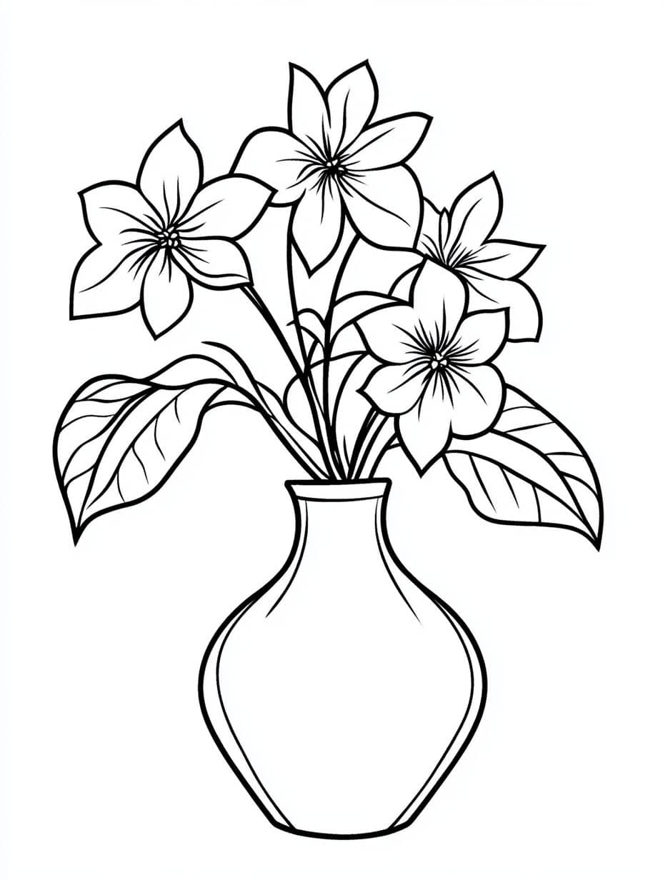 Coloriage Jasmine Dans Un Vase Simple