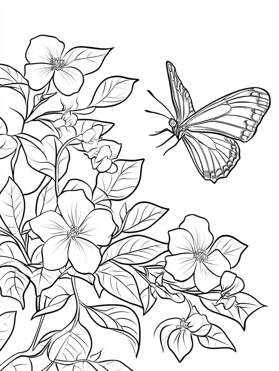 Coloriage Jasmine Et Papillon En Train De Voler