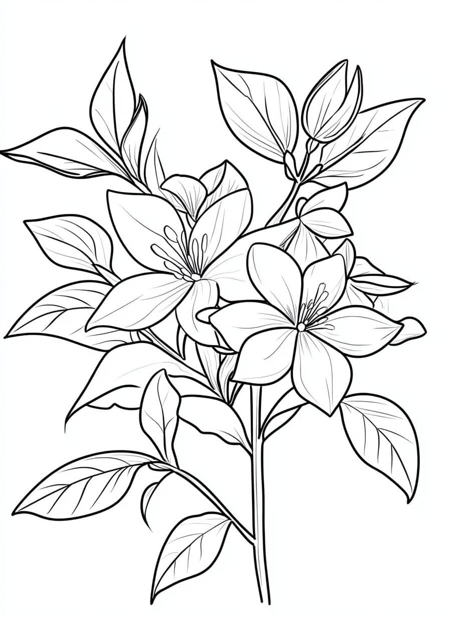 Coloriage Jasmine Plusieurs Petales