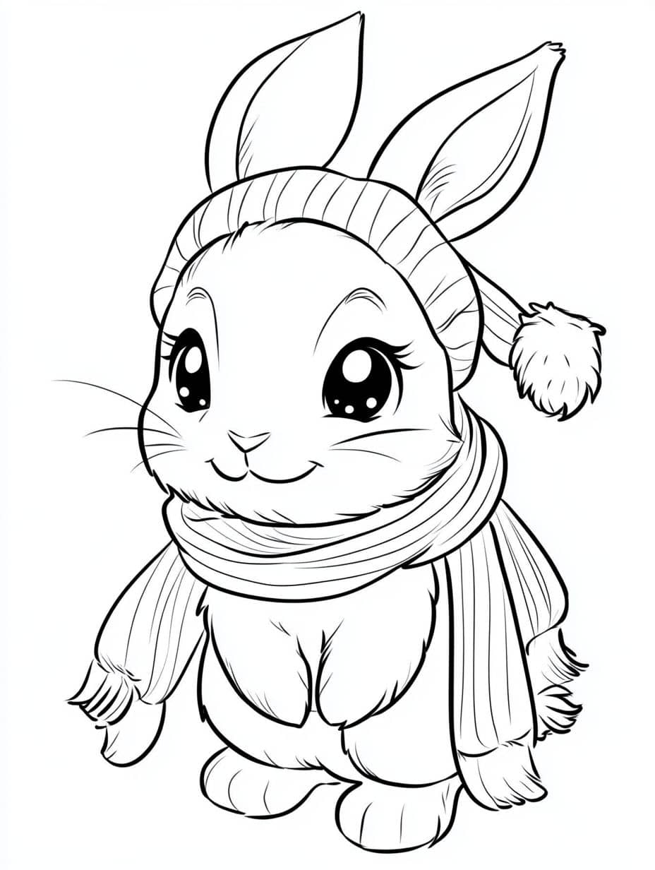 Coloriage Lapin Avec Echarpe