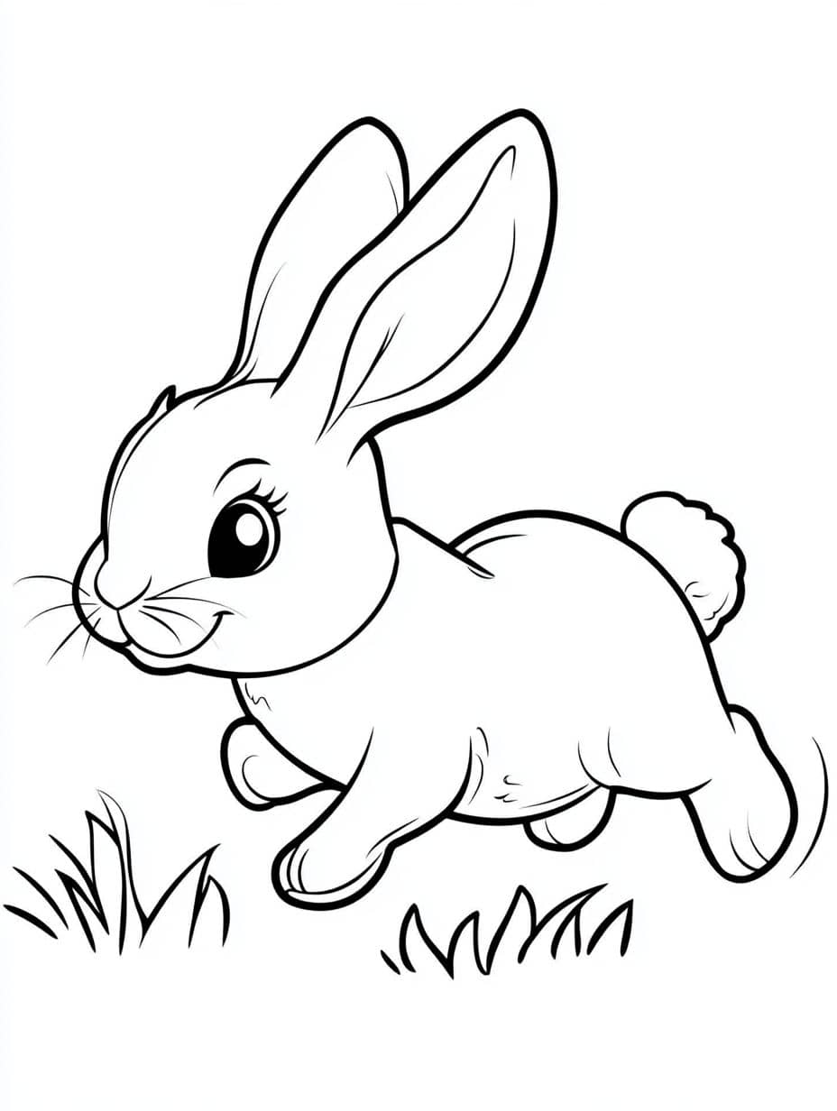 Coloriage Lapin En Train De Courir