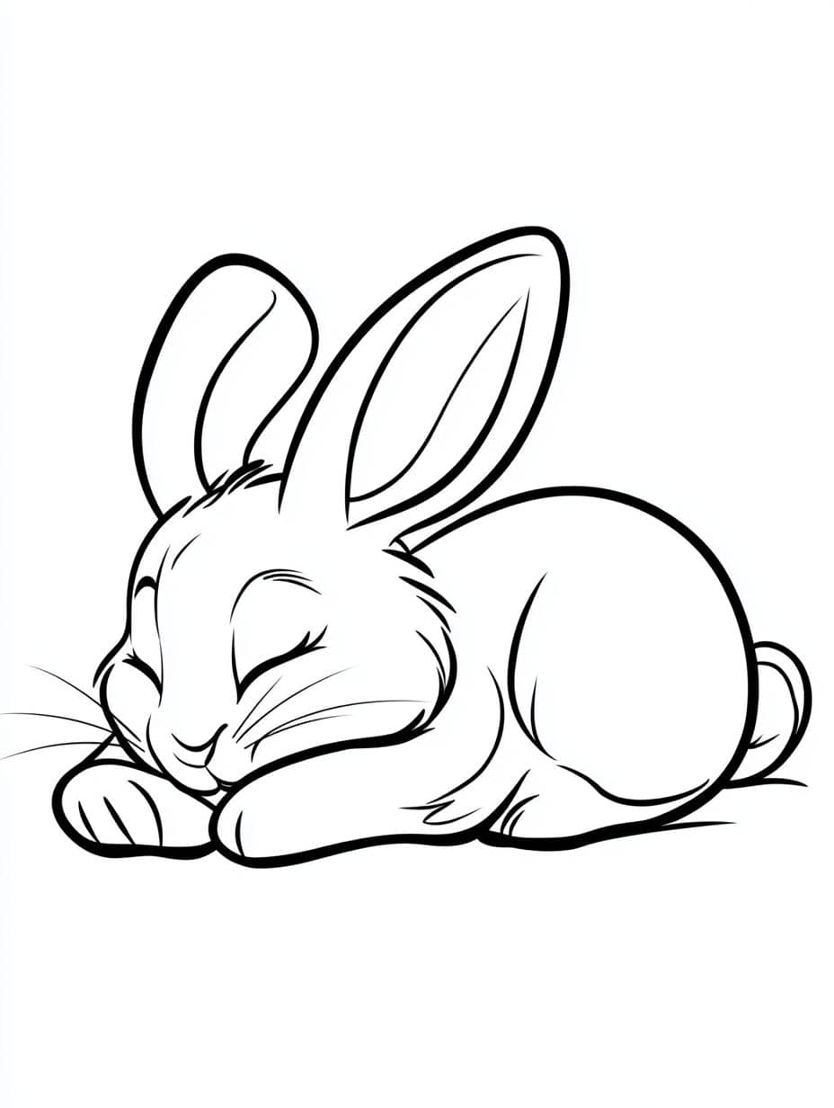 Coloriage Lapin En Train De Dormir