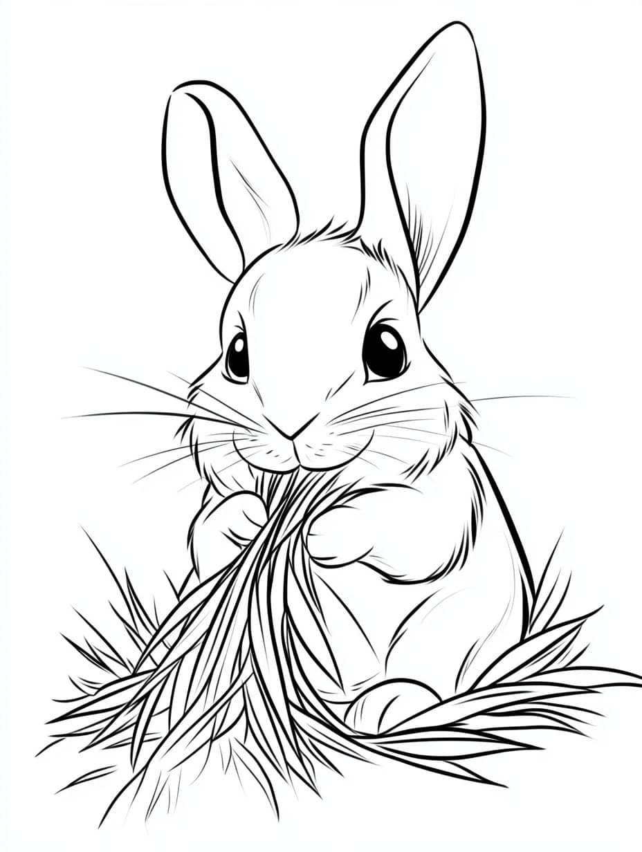 Coloriage Lapin En Train De Manger