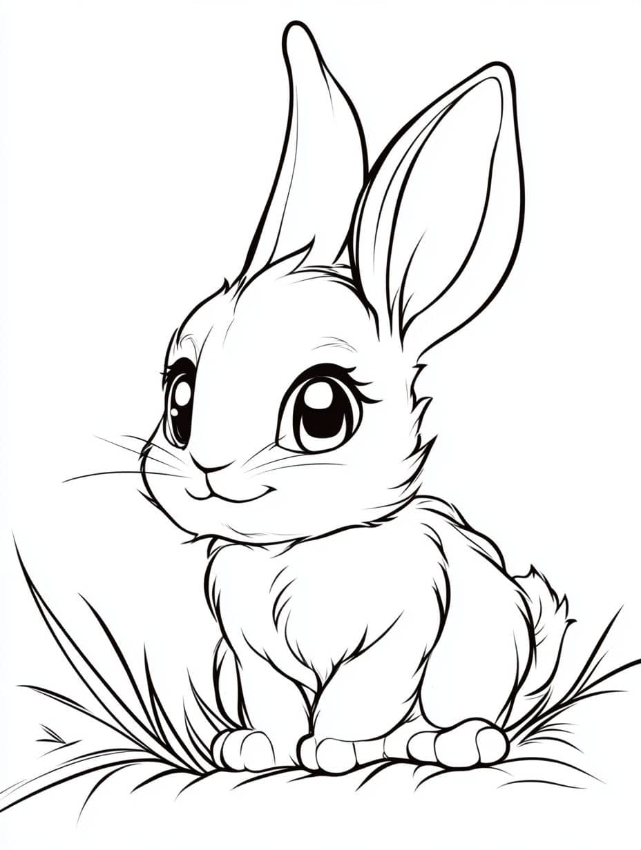 Coloriage Lapin Et Herbe