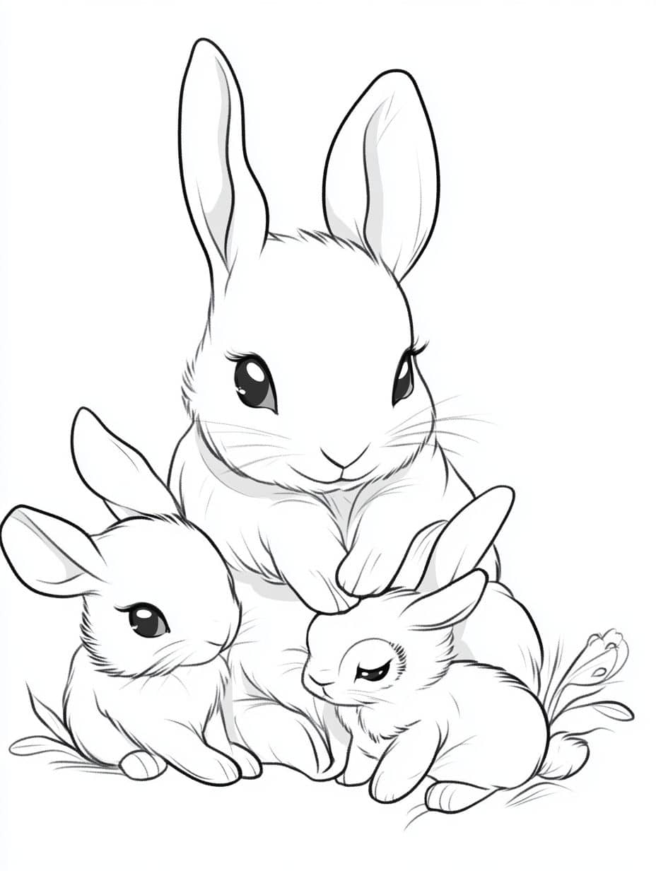 Coloriage Lapin Famille