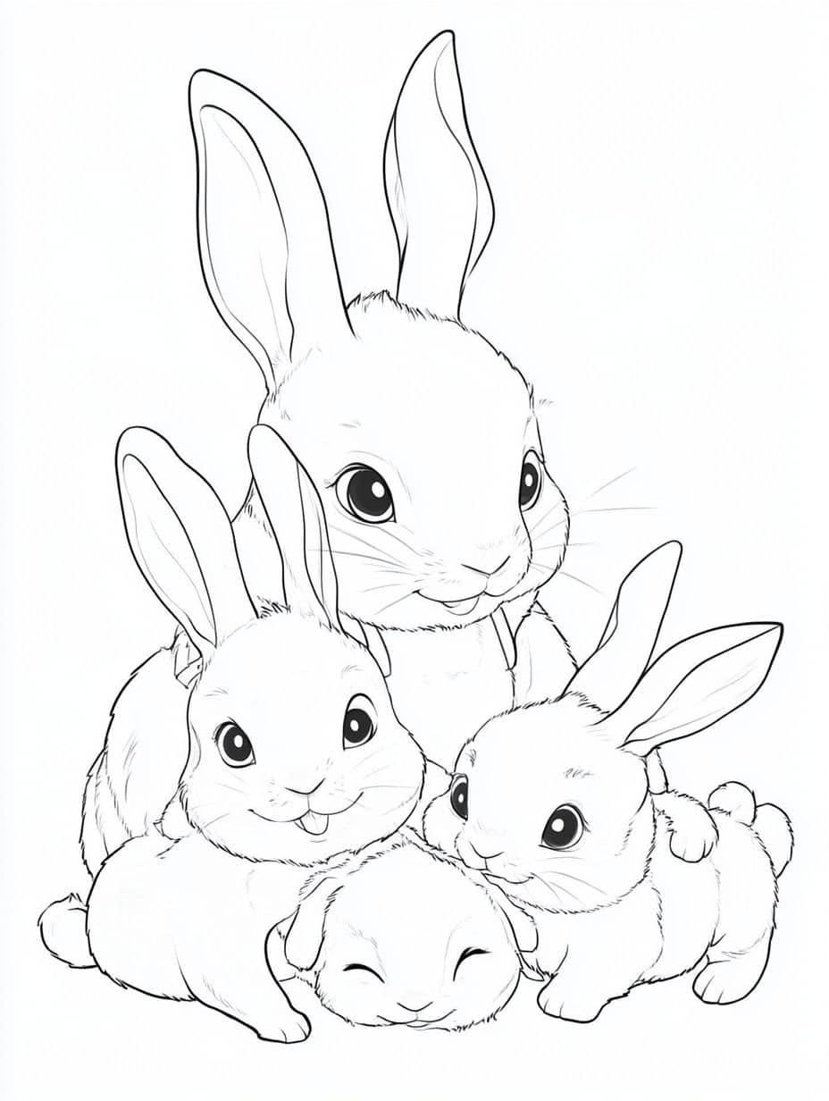 Coloriage Lapin Mere Et Fils