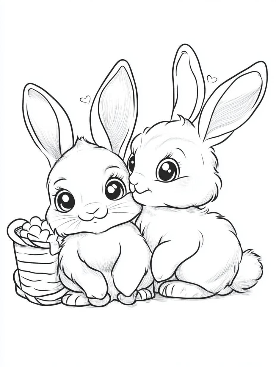 Coloriage Lapin S Enlacent