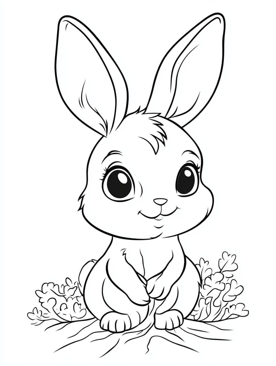 Coloriage Lapin Yeux Grands