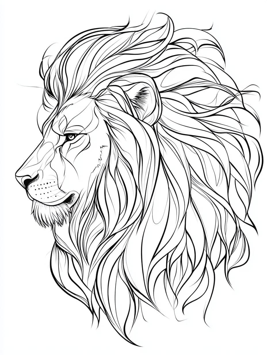 Coloriage Lion Avec Sa Criniere