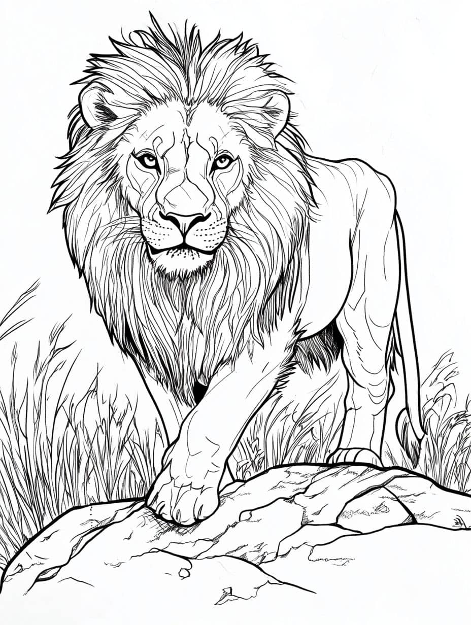 Coloriage Lion Dans La Jungle