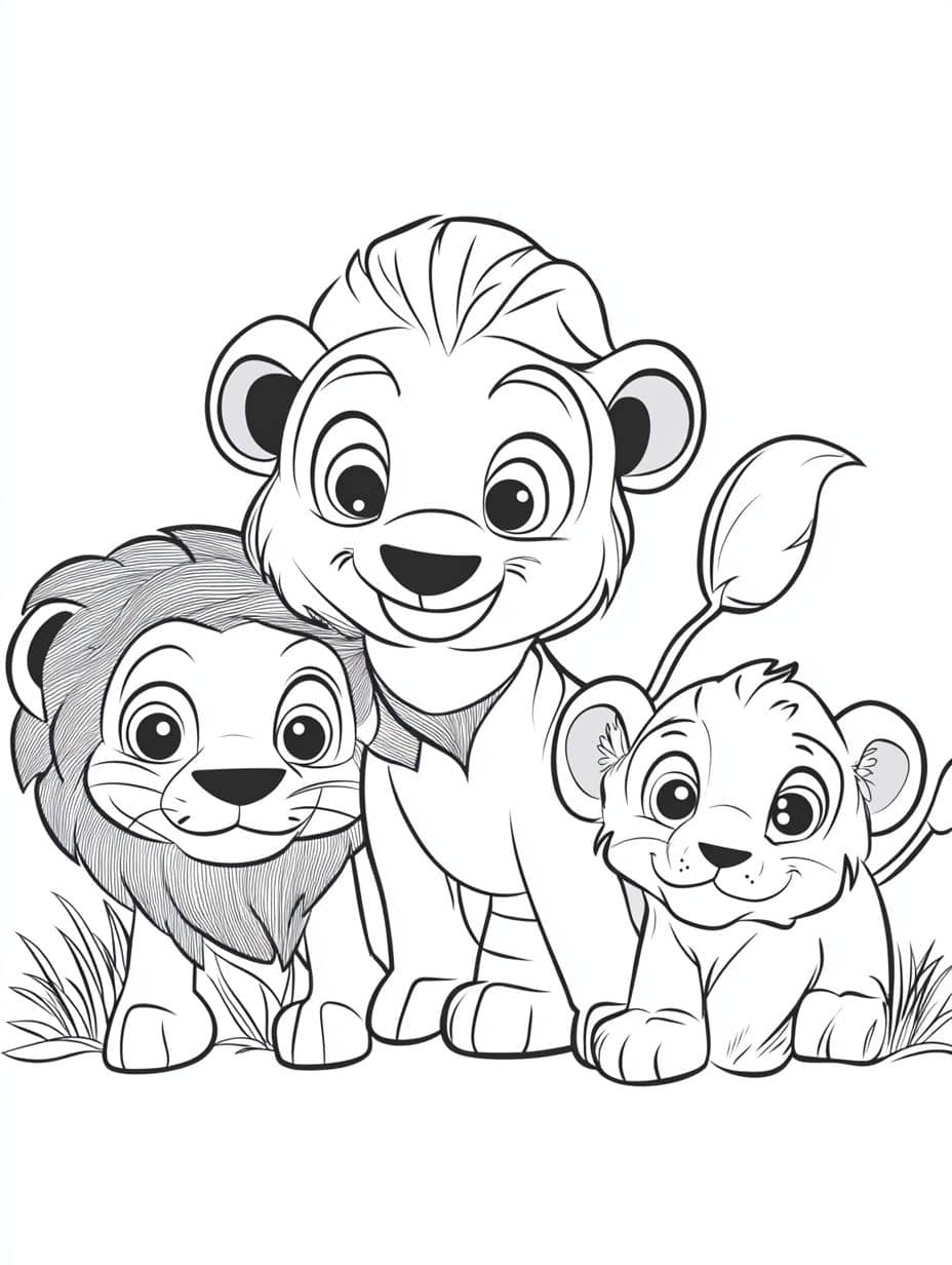 Coloriage Lion Protecteur De Sa Famille