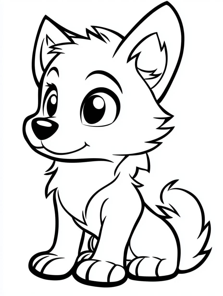 Coloriage Loup Chibi Mignon