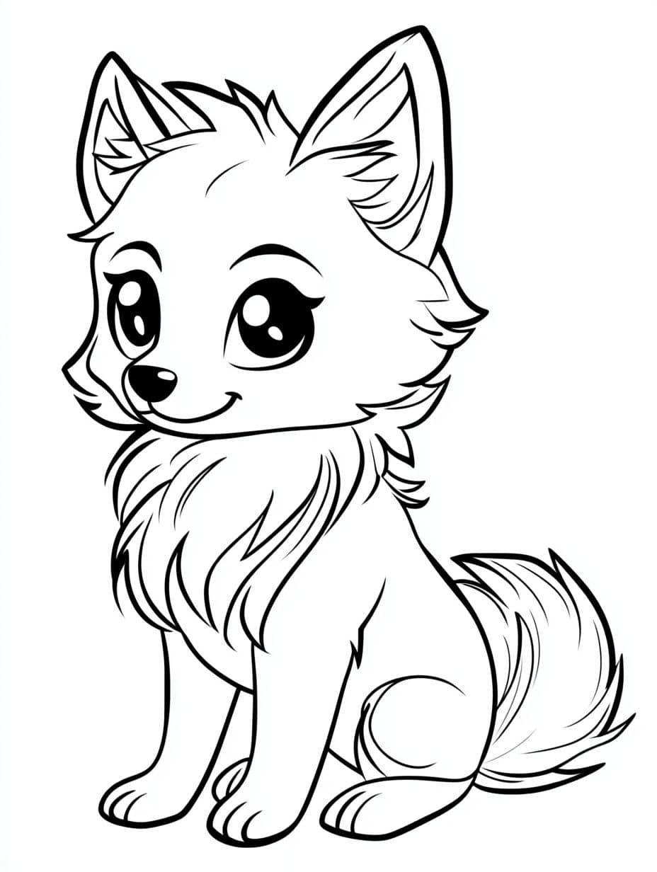 Coloriage Loup Chibi