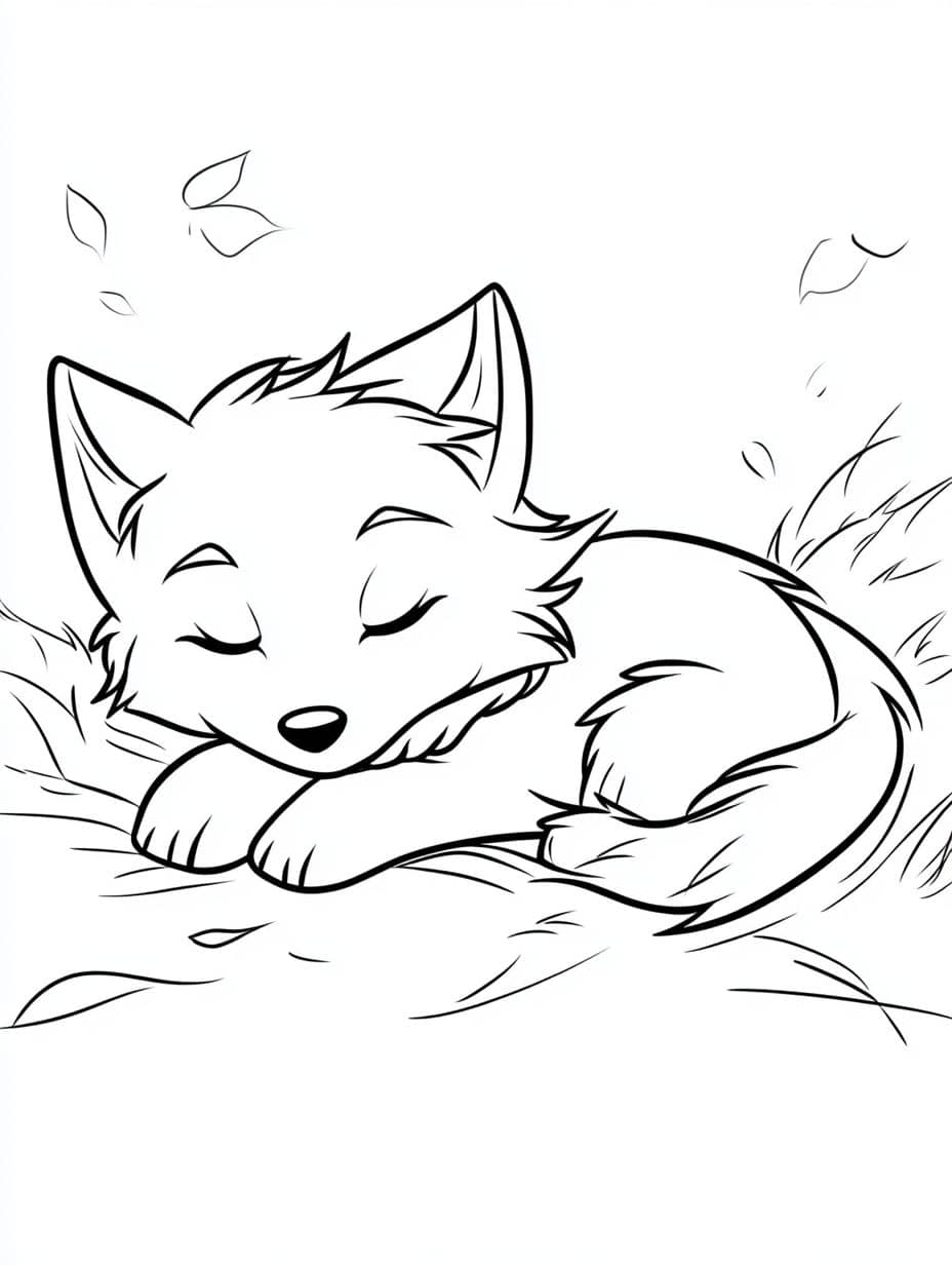 Coloriage Loup En Train De Dormir