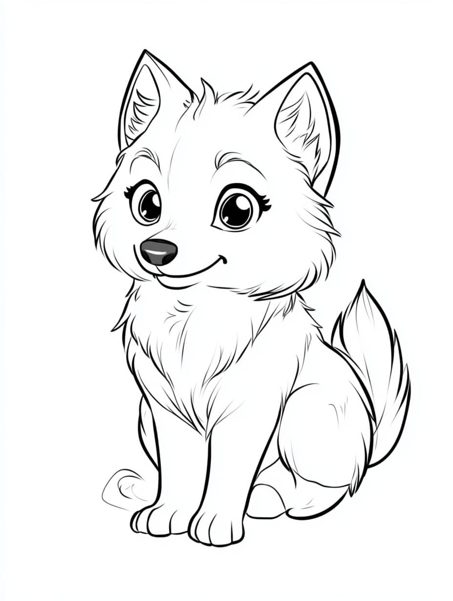 Coloriage Loup Mignon