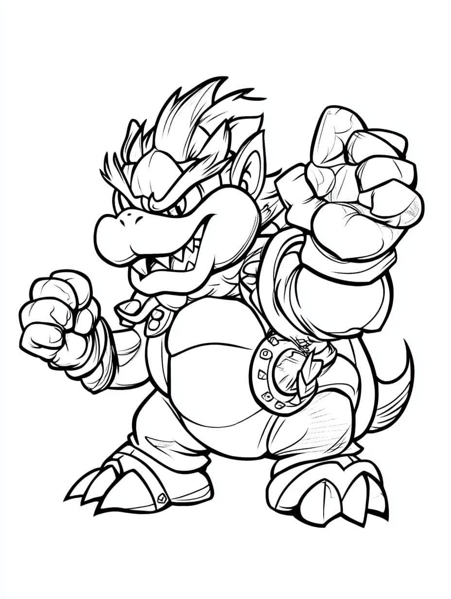 coloriage mario avec bowser chibi