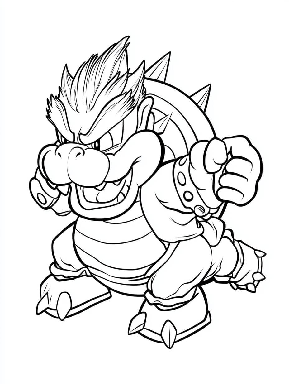 coloriage mario avec bowser mignon