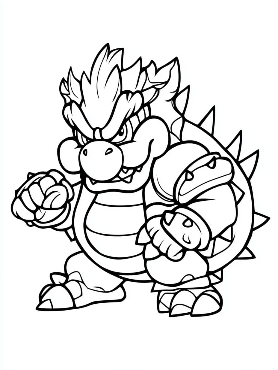 coloriage mario avec bowser