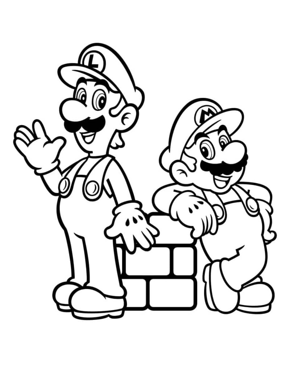 coloriage mario avec des amis