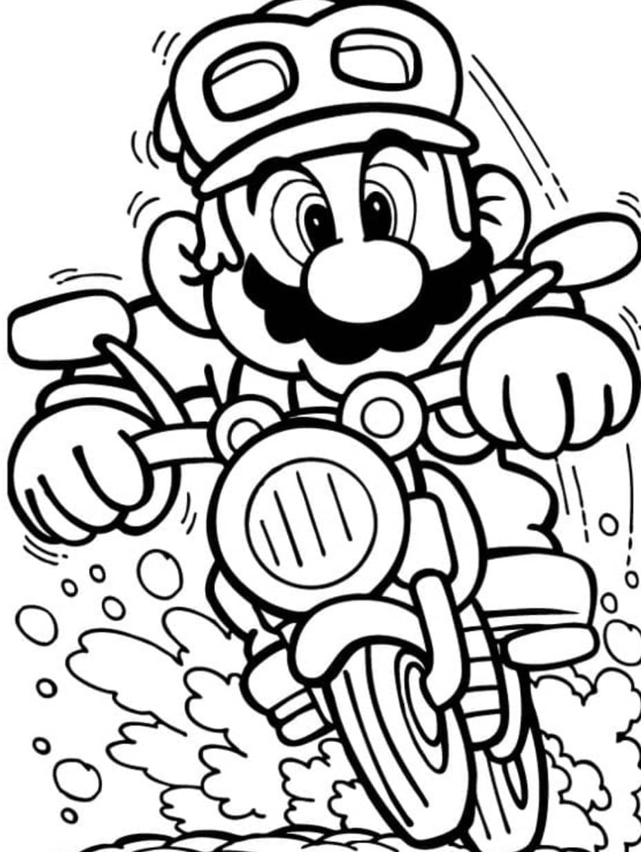 coloriage mario conduit une moto