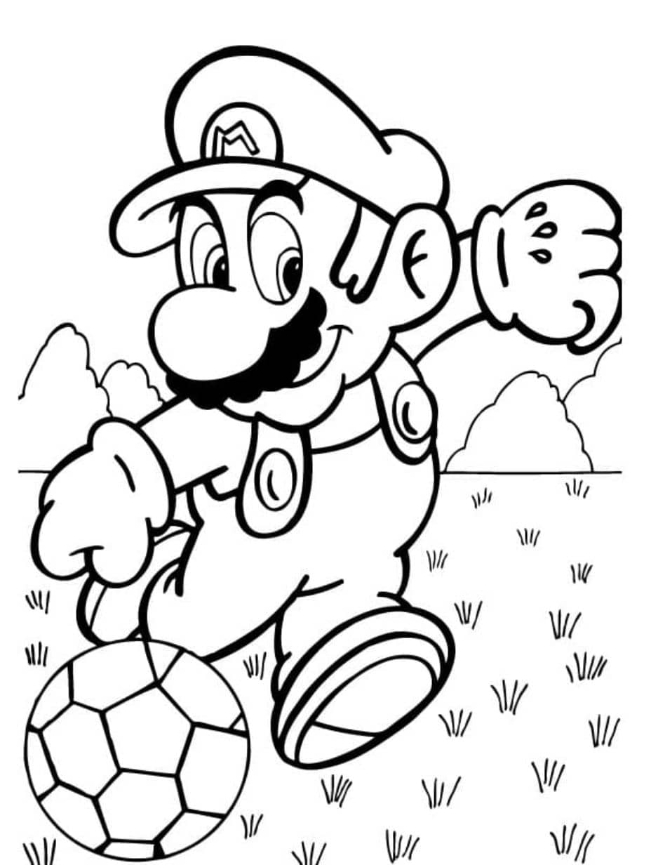 coloriage mario et le football