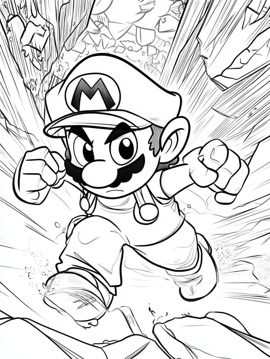 coloriage mario etcoup de poing