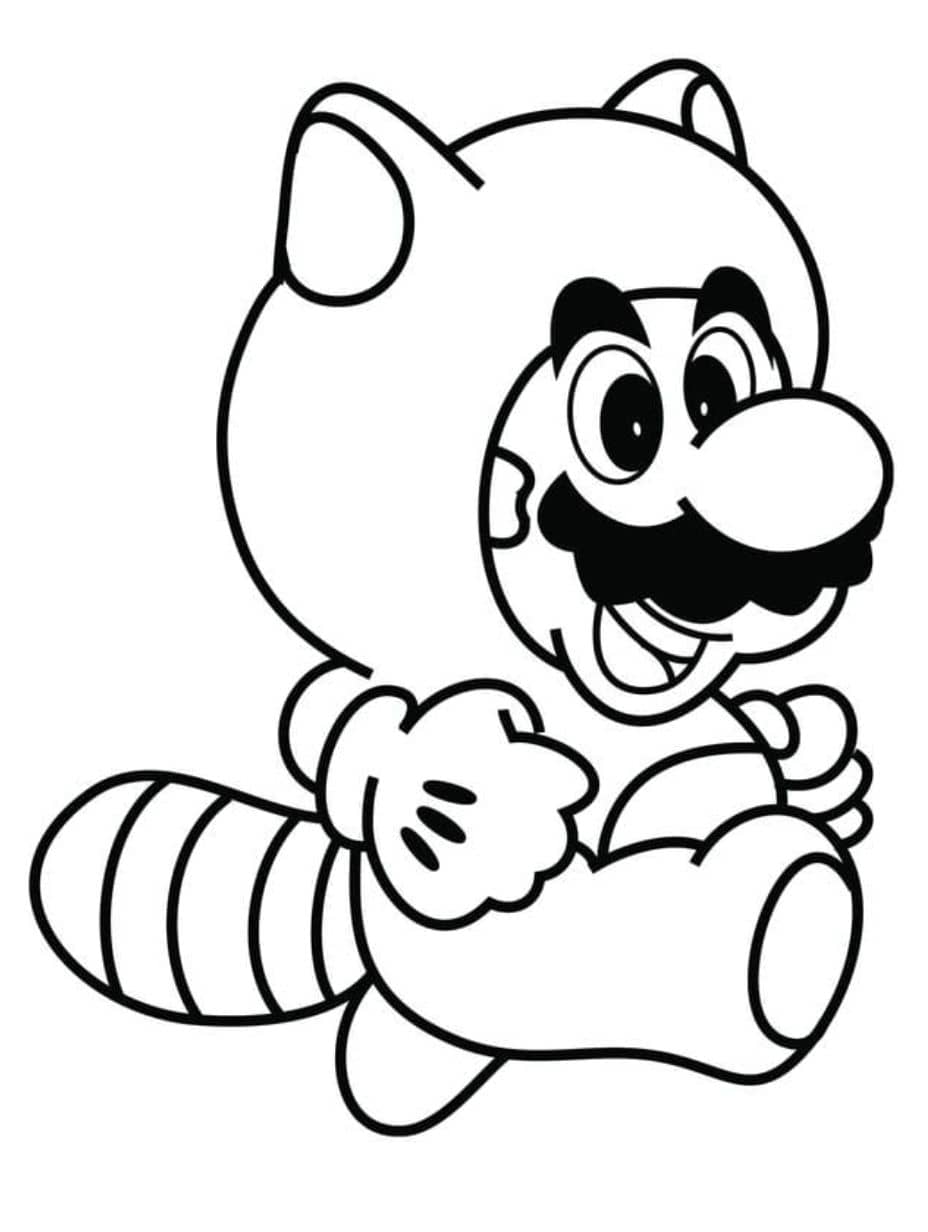 coloriage mario je suis un raton laveur