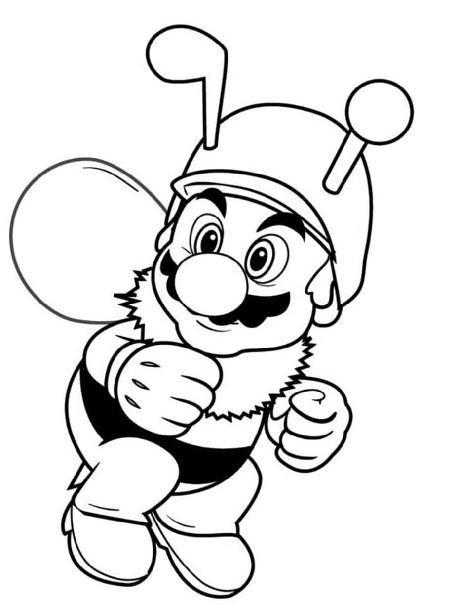 coloriage mario se transforme en abeille