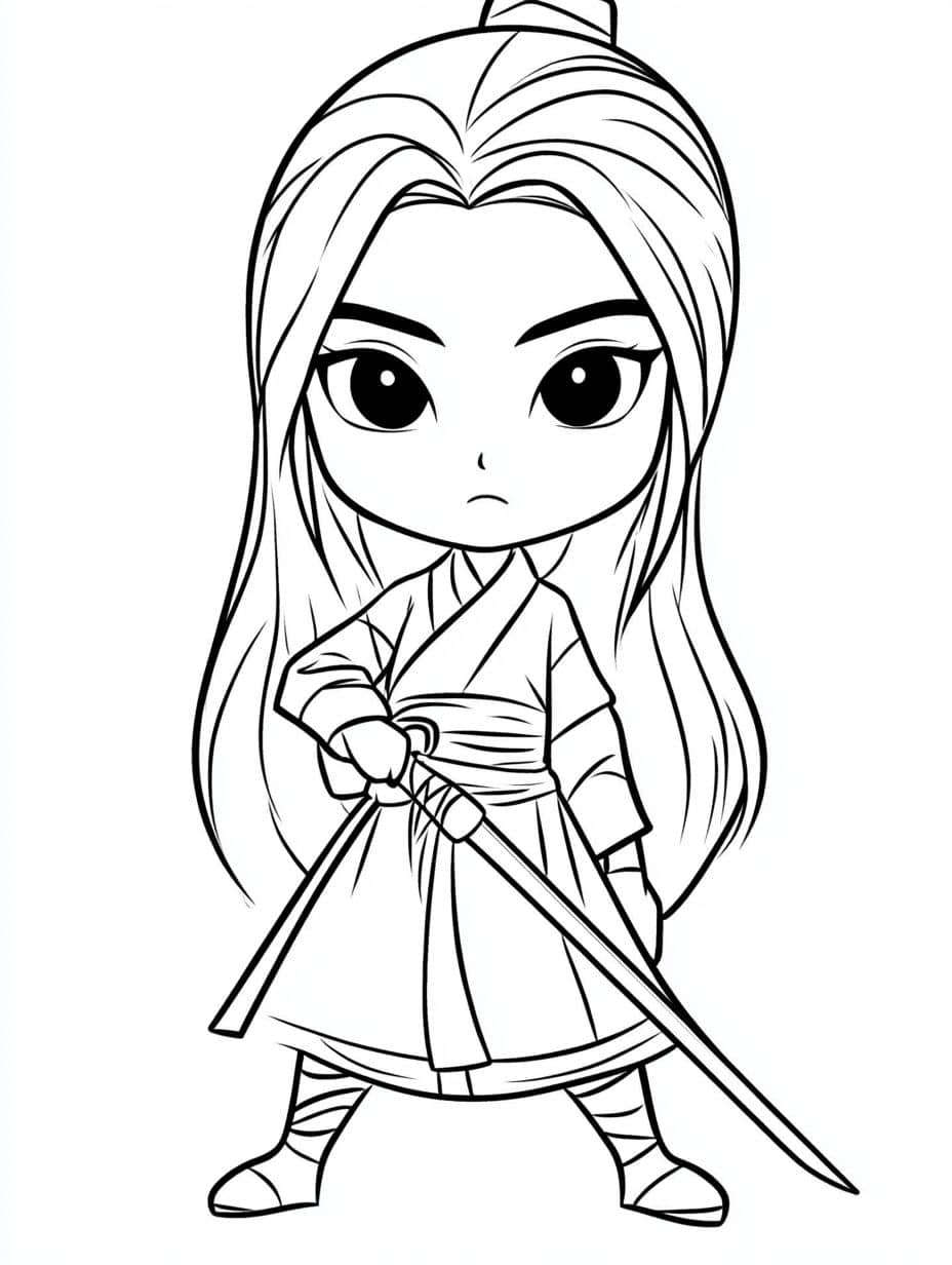 coloriage mulan avec epee simple