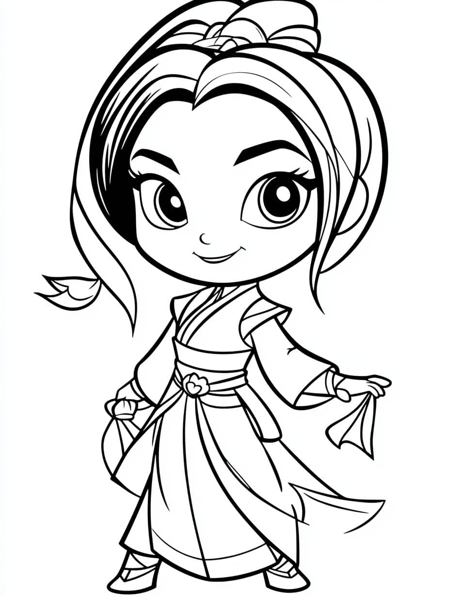 coloriage mulan en train de danser