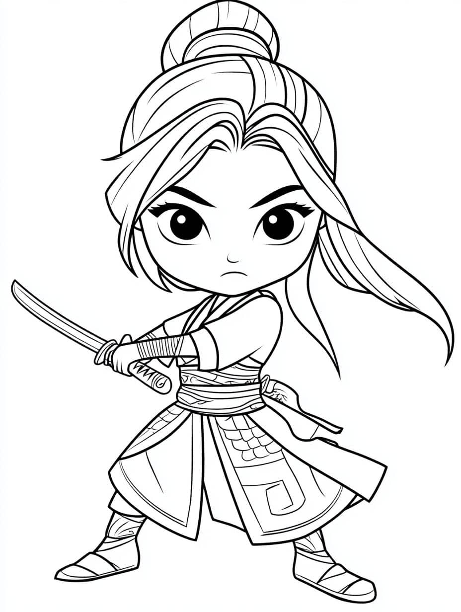 coloriage mulan mignonne