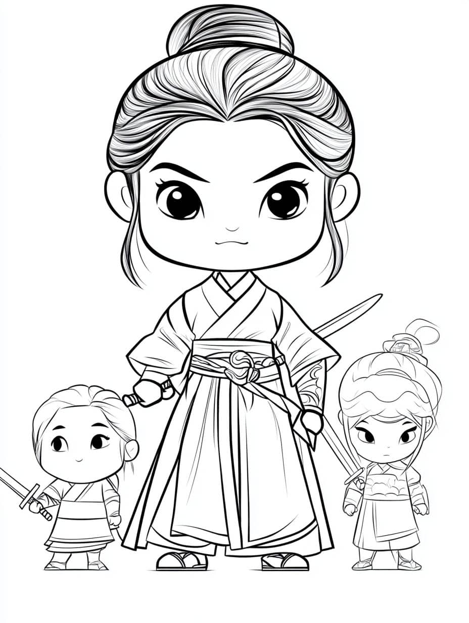 coloriage mulan petite famille