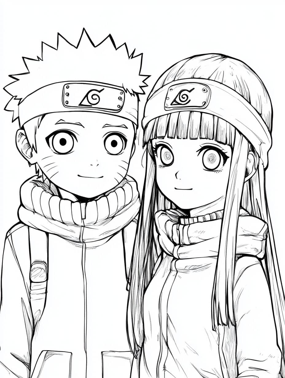 coloriage naruto et fille